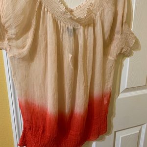 Bebe two Toned sheer lace top NWT , Size Large